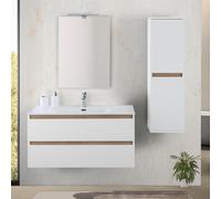 Mobile bagno sospeso 100 cm bianco e rovere con cassetti soft-close Kleo