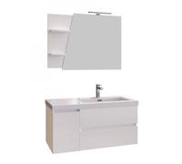Mobile Bagno Sospeso 100 cm Lavabo e Specchio Bonussi Pegaso Bianco