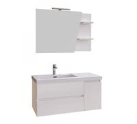 Mobile Bagno Sospeso 100 cm Lavabo e Specchio Bonussi Pegaso Bianco