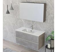 Mobile bagno sospeso 100 cm Master grigio cemento con specchio contenitore