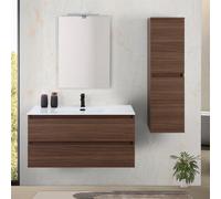 Mobile bagno sospeso 100 cm noce canaletto con cassetti soft-close Kleo