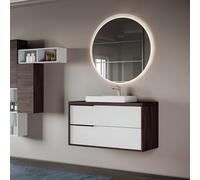 Mobile bagno sospeso 100 cm Olmo Caffè e Bianco con lavabo in ceramica ISIDE