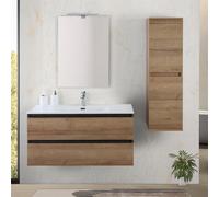 Mobile bagno sospeso 100 cm ossido e rovere con cassetti soft-close Kleo
