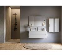 Mobile Bagno Sospeso 120 cm Bianco Neve con Lavabo in Ceramica e Specchio - Verso