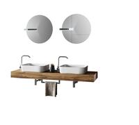 Mobile Bagno Sospeso 165cm Due Lavabi, Due Specchi, Lampade e Porta Asciugamano