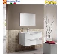 Mobile Bagno Sospeso 2 Cassetti Bianco Lucido Lavabo Specchio Colonna Sospesa