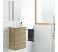 Mobile Bagno Sospeso 40 Cm Rovere Salvaspazio Con Lavabo E Specchio Compact