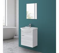 Mobile bagno sospeso 55 cm grigio completo di lavabo e specchio Desya