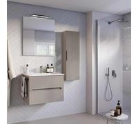 Mobile Bagno Sospeso 60 cm Creta con Lavabo in Ceramica e Specchio - Verso