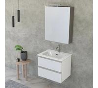 Mobile bagno sospeso 60 cm Master bianco opaco con specchio contenitore