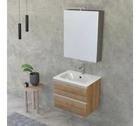 Mobile bagno sospeso 60 cm Master rovere miele con specchio contenitore