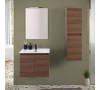 Mobile bagno sospeso 60 cm noce canaletto con 2 ante soft-close Kleo