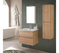 Mobile bagno sospeso 60 cm noce gold con pensile H 120 cm Dafne
