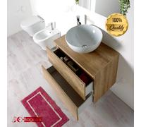 Mobile Bagno Sospeso 80 100x45 cm con due cassetti in legno e vano sifone KLARA