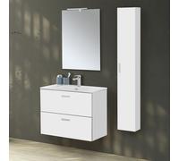 Mobile bagno sospeso 80 bianco con colonna pensile 150 Martha