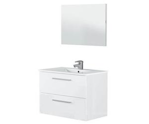 Mobile Bagno Sospeso 80 Cm CON LAVABO e SPECCHIO Bianco Laccato - Aruba 94613