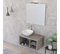 Mobile bagno sospeso 80 cm grigio cemento Master lavabo 40 e specchio