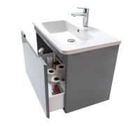 Mobile bagno sospeso 80 cm grigio lucido con specchio 70x90 Stillo