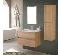 Mobile bagno sospeso 80 cm noce gold con pensile H 120 cm Dafne