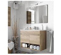 Mobile Bagno Sospeso 80 Cm Rovere con specchio (LAVABO INCLUSO) - Dakota