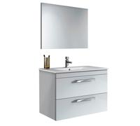 Mobile Bagno Sospeso 80X46X58H Bianco Laccato 2 casseti specchio lavabo inclusi