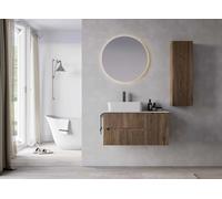 Mobile Bagno Sospeso 90 cm Noce Bruno con Lavabo da Appoggio - Verso