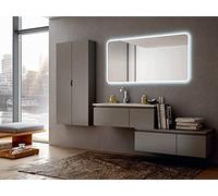Mobile bagno sospeso Avril grigio talpa, cm 100, con lavabo, specchio e colonne