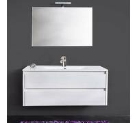 Mobile bagno sospeso bianco Federica con specchio lavabo illuminazione LED