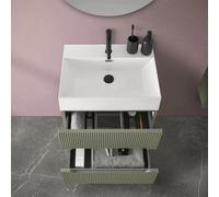 Mobile bagno sospeso cannettato 70 cm verde con specchio Bali