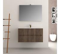 MOBILE BAGNO SOSPESO CANNETTATO FLY CM 100 LAVABO CERAMICA SPECCHIO APPLIQUE