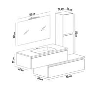 Mobile Bagno Sospeso Completo con Lavabo Specchio LED e Colonna Moderna