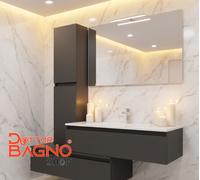Mobile Bagno Sospeso Completo con Lavabo Specchio LED e Colonna Moderna