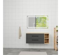 Mobile bagno sospeso con doppio cassetto 99cm ripiano aperto,lavabo non incluso