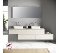 Mobile bagno Sospeso con Doppio Lavabo Completo 220 cm e Specchio Vari Colori
