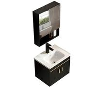 Mobile bagno sospeso con Lavabo Ceramica,Armadietto a specchio，BLACK：51CM