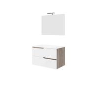Mobile bagno sospeso con specchiera LED Porto 81,5x118x46,5 cm rovere Rovere