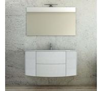 MOBILE BAGNO SOSPESO CURVO 121 CM 2 ANTE 2 CASSETTI LAVABO SPECCHIO LED EDEN
