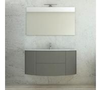 MOBILE BAGNO SOSPESO CURVO 121 CM 2 ANTE 2 CASSETTI LAVABO SPECCHIO LED EDEN