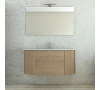 MOBILE BAGNO SOSPESO CURVO 121 CM 2 ANTE 2 CASSETTI LAVABO SPECCHIO LED EDEN