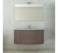 MOBILE BAGNO SOSPESO CURVO 121 CM 2 ANTE 2 CASSETTI LAVABO SPECCHIO LED EDEN