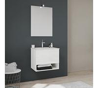 Mobile bagno sospeso da 60cm, cassetto, vano a giorno bianco | Venezia
