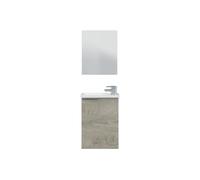 Mobile Bagno Sospeso in Kit Rovere 40 cm con Lavabo e Specchio a 1 Anta