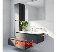 Mobile Bagno Sospeso Lavabo Specchio LED Colonna Arredo Moderno Completo