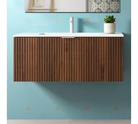 MOBILE BAGNO SOSPESO PLISSE' BAMBI CM 80 LAVABO CERAMICA SPECCHIO APPLIQUE