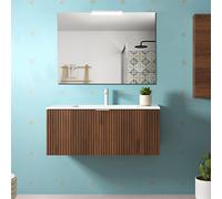 MOBILE BAGNO SOSPESO PLISSE' BAMBI CM 80 LAVABO CERAMICA SPECCHIO APPLIQUE