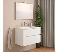Mobile bagno sospeso +specchiera +lavabo mod. easy 80cm bianco lucido SAVINI DUE