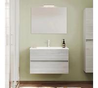 Mobile bagno sospeso + specchiera +lavabo mod.easy 80cm rovere grigio SAVINI DUE