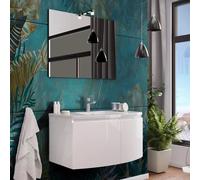 Mobile bagno sospeso + specchio+lavabo mod. giulia 80cm bianco lucido SAVINI DUE