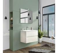 Mobile bagno sospeso Splash Mobili in legno rovere bianco con specchio e lavabo
