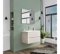 Mobile bagno sospeso Splash Mobili in legno rovere fumo con specchio e lavabo